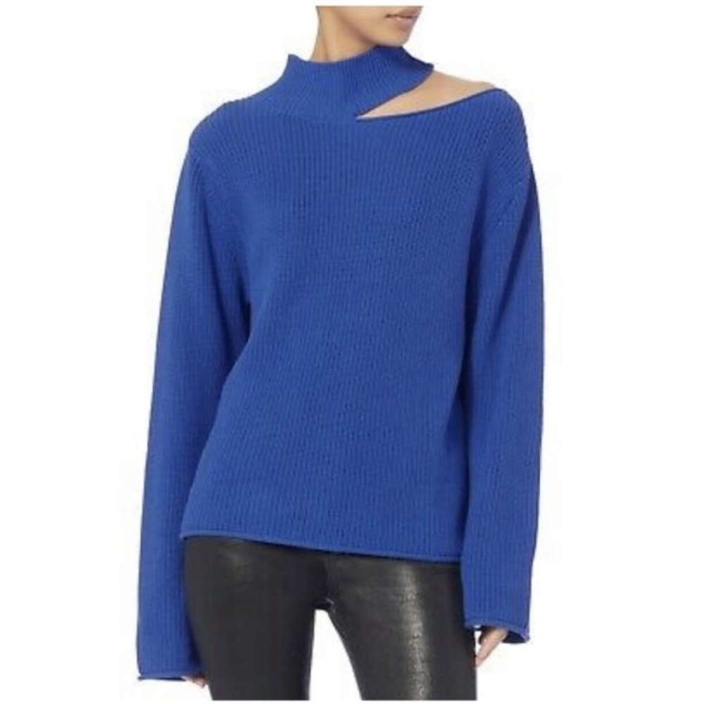 RtA Langley Sweater Long Sleeve Knit in Blue Lagoon Oversized Size XS NWT